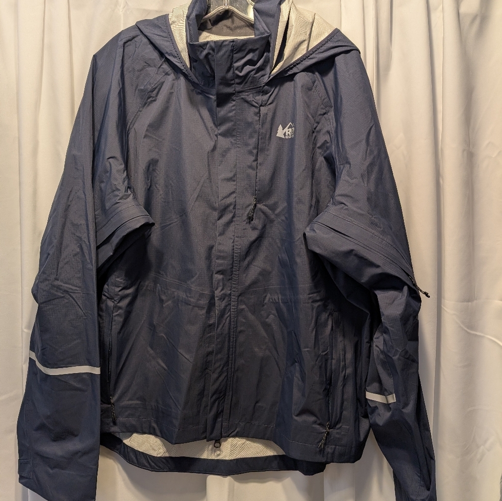 REI Navy Blue Hooded Windbreaker Or Bike Riding Jacket. Navy. Size XL